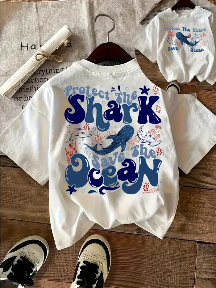 T-shirt Éco Conservation Océanique Requin Homme Femme 2025 Été Imprimé
