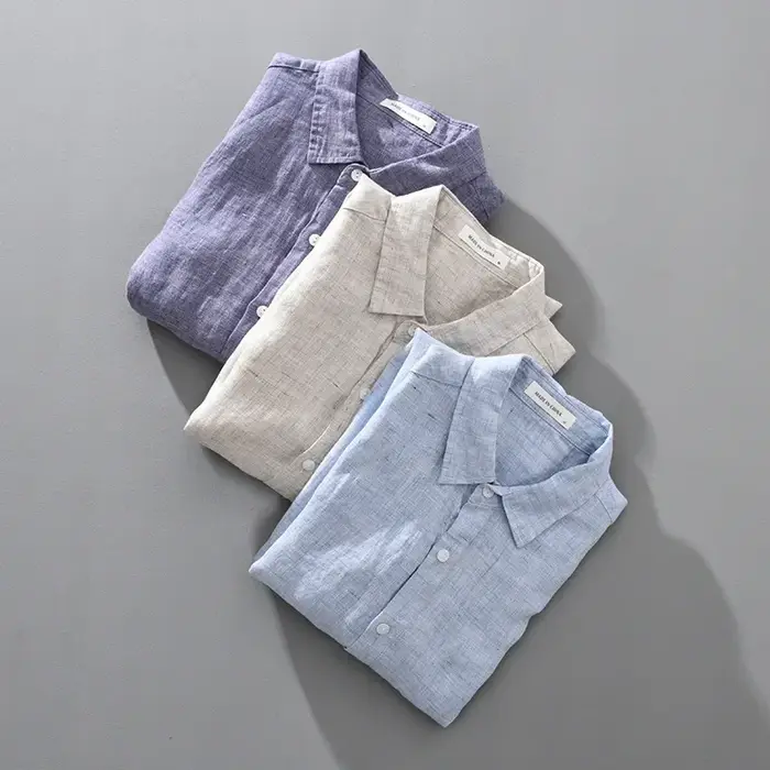 Chemise en lin à manches longues pour hommes