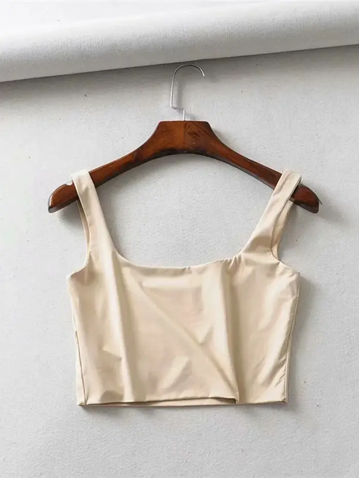 Offre spéciale 2025 été femmes Sexy hauts sans manche mode court col carré débardeurs 4 couleurs