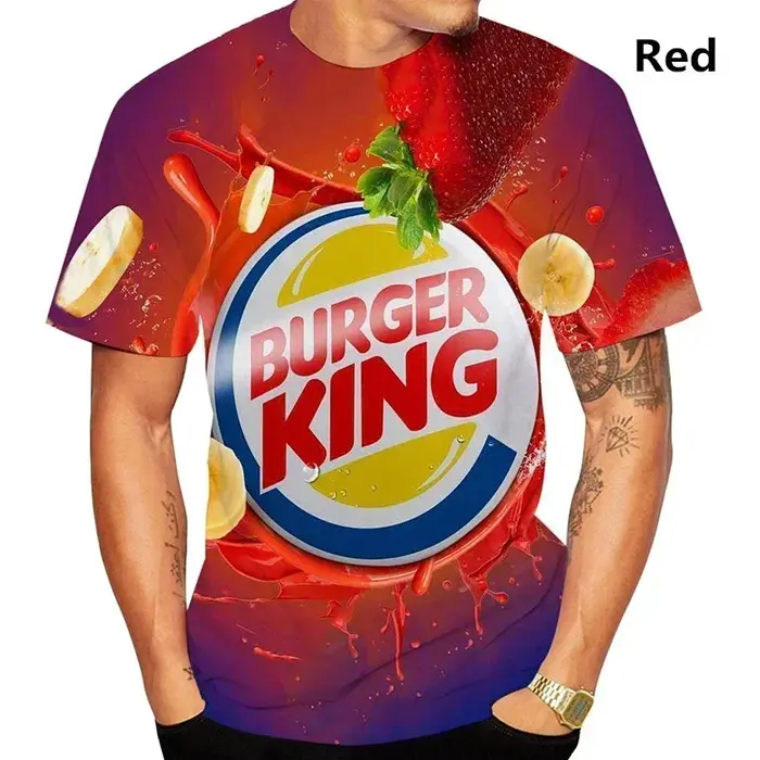 2025 été Burger King hommes femmes nouvelle mode 3D imprimé T-Shirt décontracté Cool à manches court