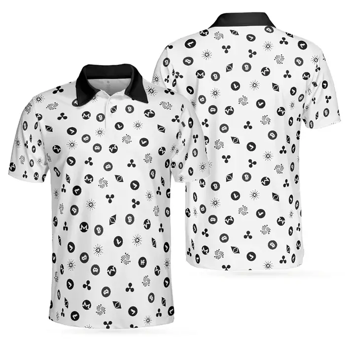 Mode luxe Bitcoin impression 3D polos à manches courtes pour hommes vêtements de haute qualité Golf t-shirts bouton POLO t-shirt hauts