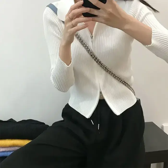 Cardigan Slim Fit à col polo pour femme