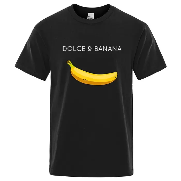 T-shirt d'été à manches courtes et col rond pour homme, 100% coton, de haute qualité, imprimé banane