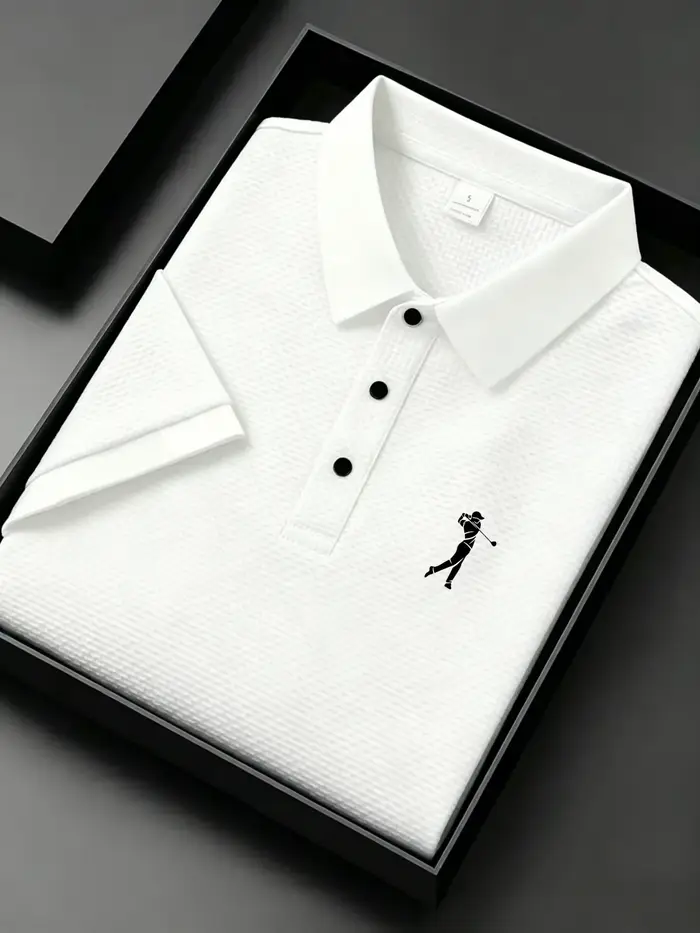 Polo jacquard pour homme avec silhouette de golfeur