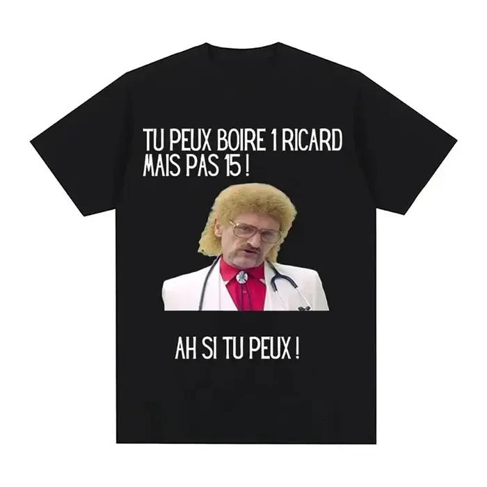 T-shirt en coton drôle imprimé vous pouvez boire un Ricard mais pas 15 graphique noir classique hauts été à manches courtes Premium t-shirts
