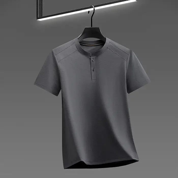 T-shirt à manches courtes pour homme, col Henley, tissu doux et respirant, pull décontracté pour tou