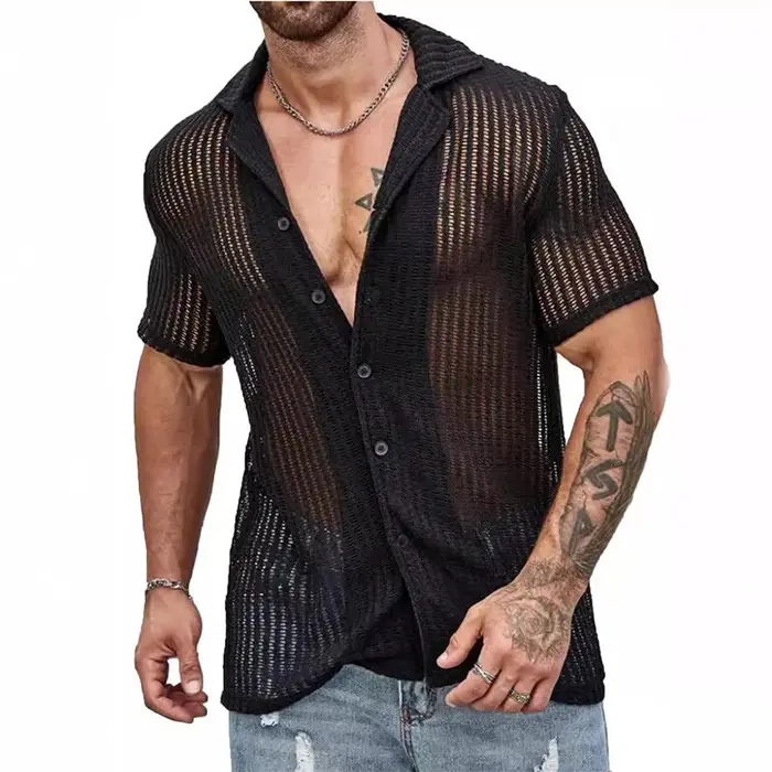 Chemise en Tricot Transparente pour Homme