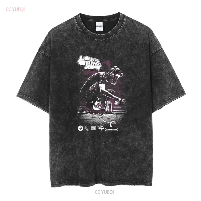 Black Linking Park Band T Shirt manches longues ou courtes vintage Vêtements de créateurs délavés Polyvalent Légèrement Élégant Mode décontractée