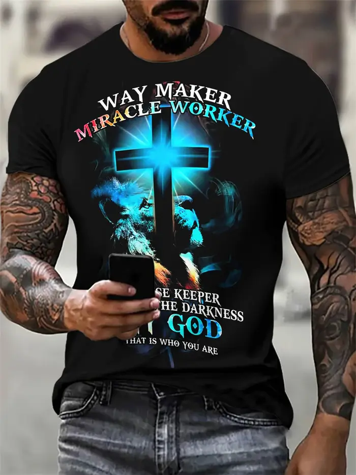 T-shirt à manches courtes imprimé 3D pour hommes