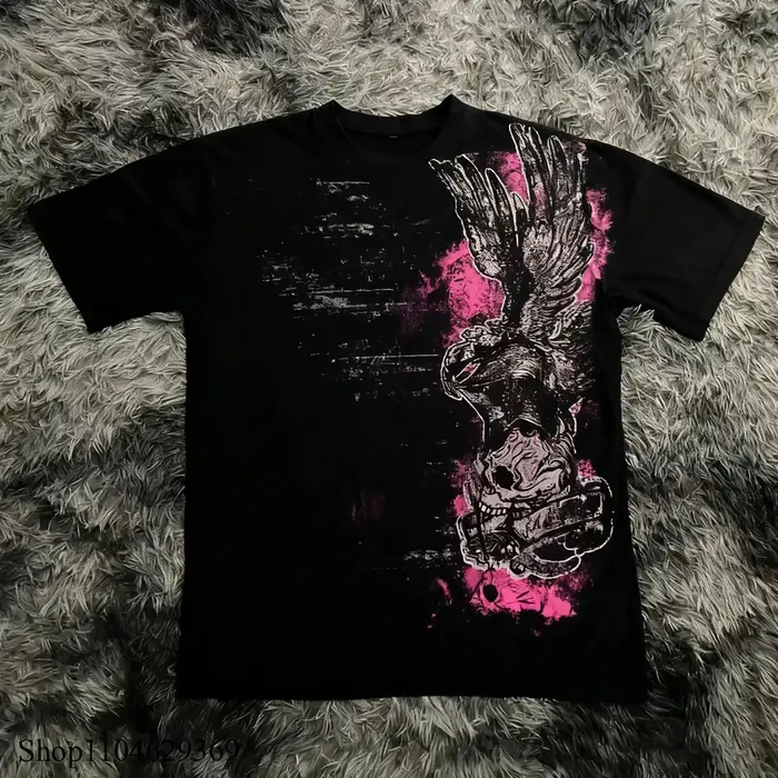 Classique Y2K Style gothique T-shirt imprimé surdimensionné
