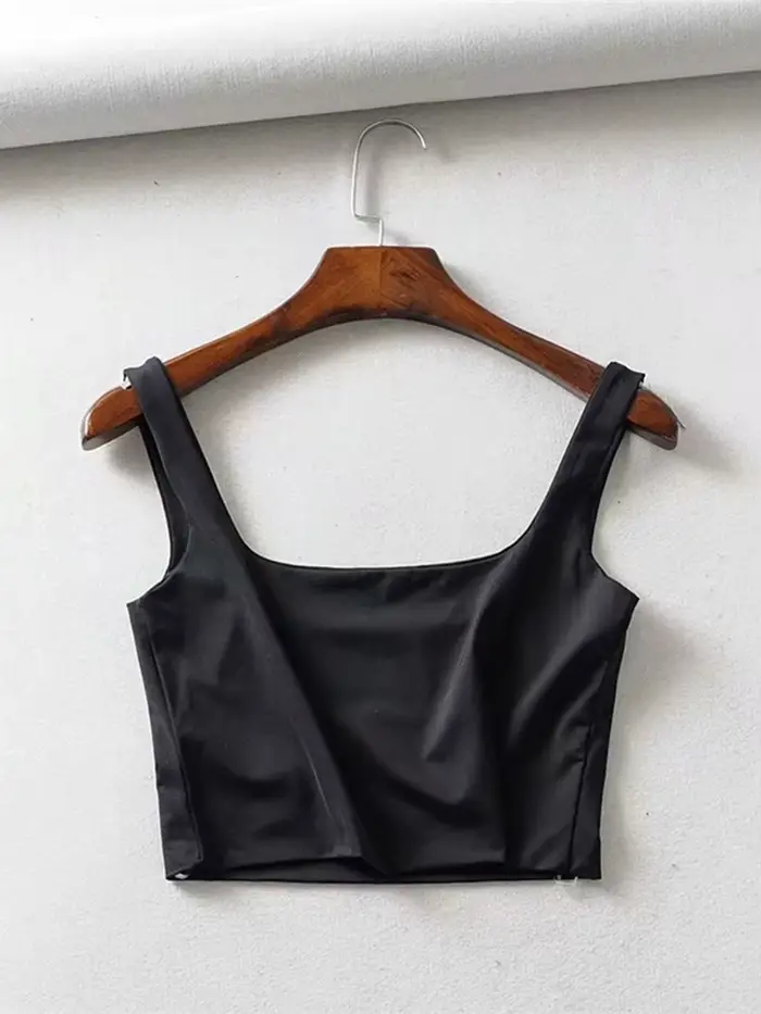 Offre spéciale 2024 été femmes Sexy hauts sans manche mode court col carré débardeurs 4 couleurs