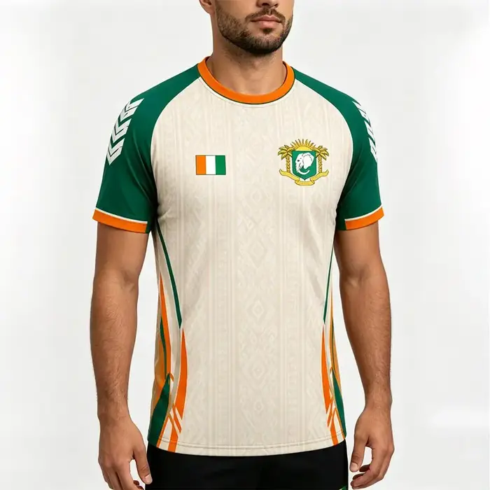 Nouveau t-shirt en jersey imprimé drapeau de la Côte d'Ivoire