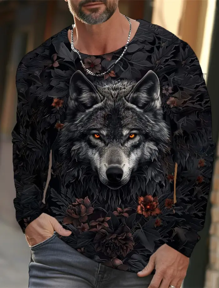 T-shirt à manches longues The Wolf Graphic pour hommes