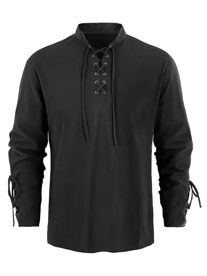 Chemise à manches longues pour hommes, pirate médiéval, Steampunk, rétro, Renaissance, Viking, vert 
