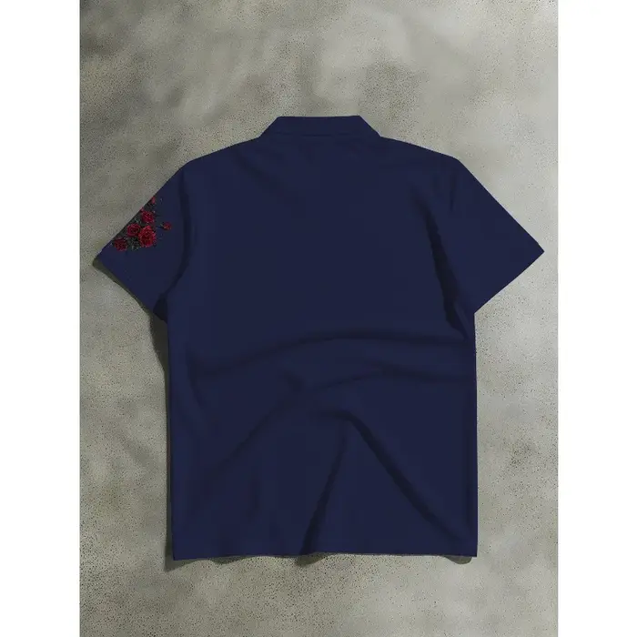 Polo à manches courtes pour homme avec imprimé de roses rouges et de épines