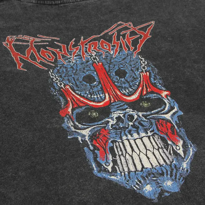 Monstrosity T-Shirt 80S Death Metal Malevolent Creation lavé ample épaule tombante rétro coton manches courtes chemise