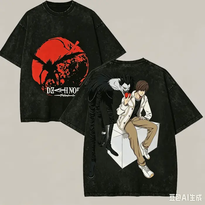 T-shirt délavé Death Note pour les amateurs d'anime