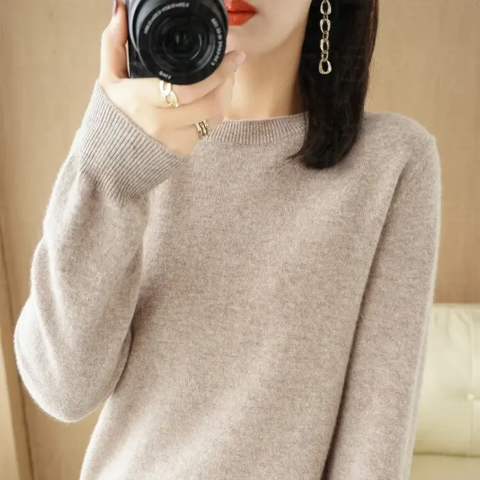 Pull en cachemire à col rond pour femme