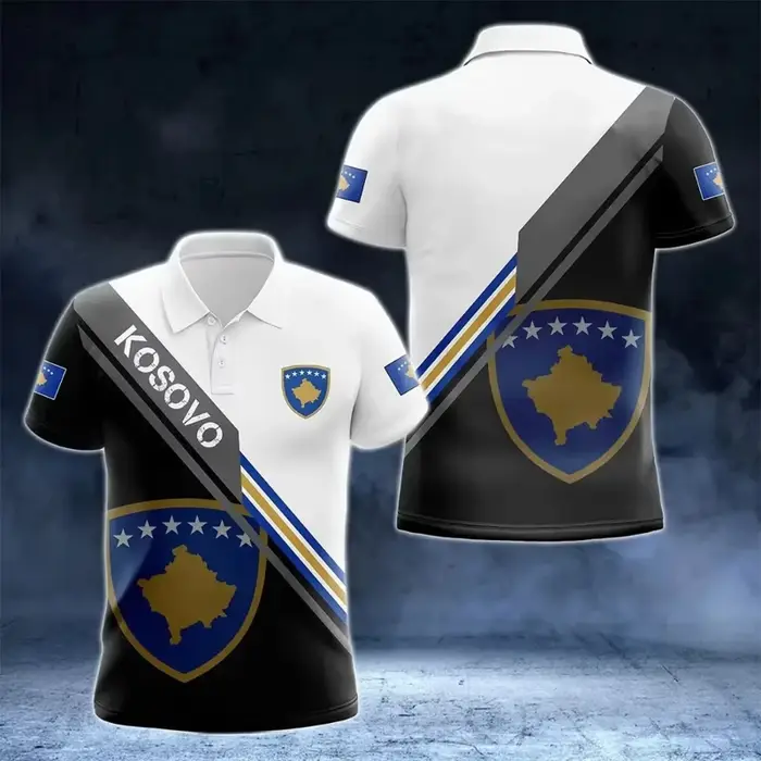 Polo graphique drapeau national du Kosovo pour hommes et femmes