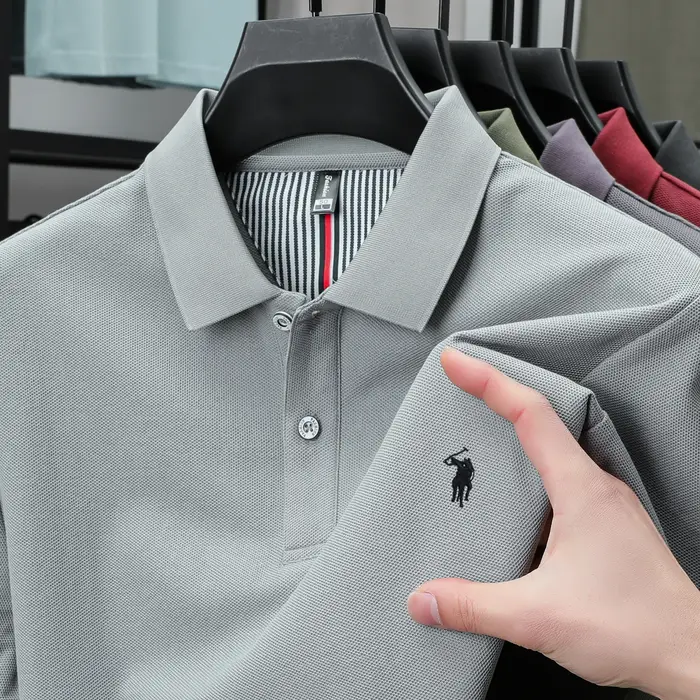 Été hommes de luxe marque Swing Spurs brodé polo shirt 100% coton anti-rides respirant peau amiable affaires Casual Top