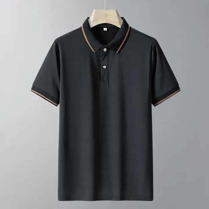 Polo d'été OUSSYU pour homme à séchage rapide, col revers, manches courtes, maille respirante, bouto