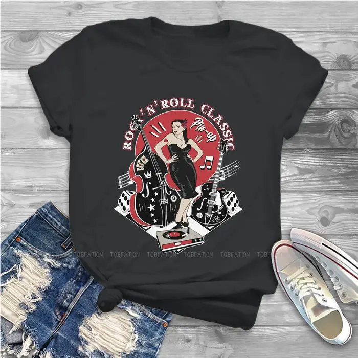 Rockabilly Vintage Rock Roll musique chaussette Hop femmes t-shirt Pin Up fille modèle filles t-shir