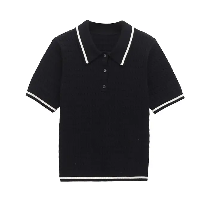 Polo tricoté à manches courtes pour femmes, maillots, haut, T-shirt pour dames, haute qualité, Y2k