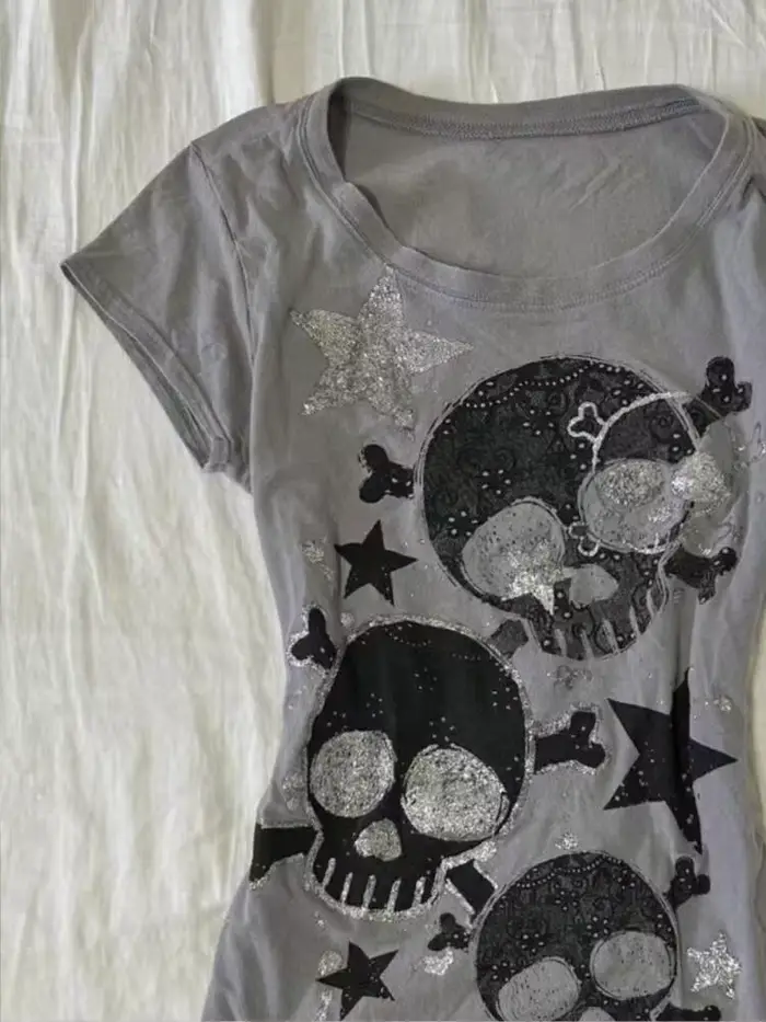 T-shirts pour femmes japonais Y2k, vêtements tendance des années 2000, hauts, imprimé graphique étoi