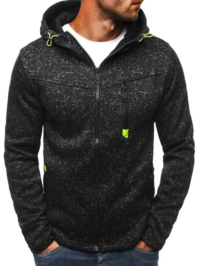 Sweat à capuche pour hommes avec poches latérales à glissière mince laine couleur unie survêtement décontracté