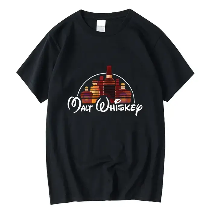 T-shirt d'été pour hommes 100% coton drôle malte whisky imprimé été ample col rond Cool T-shirt pour