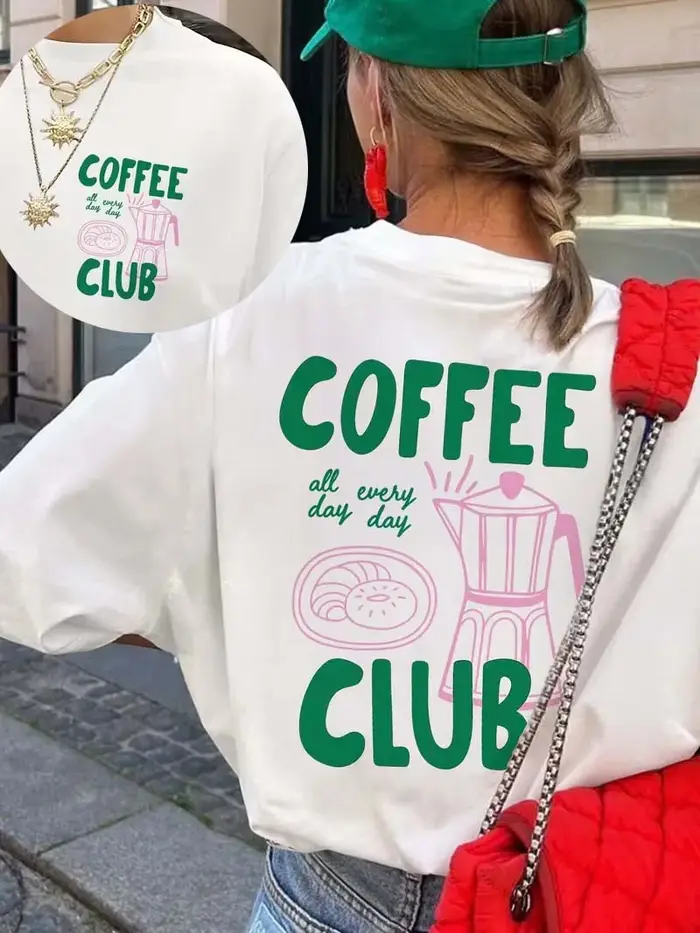 T-shirt pour femme avec motif Coffee Club