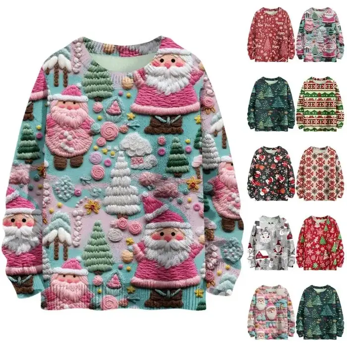 39BB Pull Noël à manches longues pour Sweat-shirt imprimé