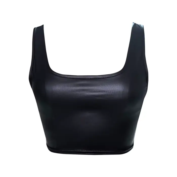 Débardeurs pour femmes 1 pièce body en cuir sous-vêtements Sexy col carré sans manches minceur Camisole intégré