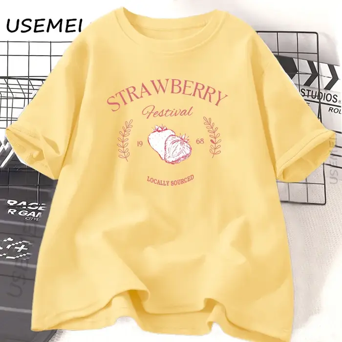 Fraise Vintage T-Shirt femme coton