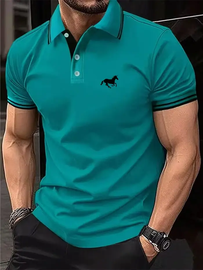 Nouveau T-shirt pour hommes classique à manches courtes Polo haut d'été