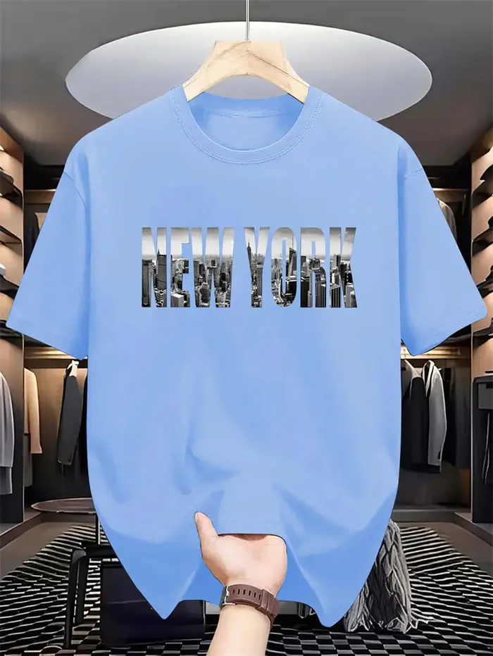 Mode Simple New York Lettres T-shirts Pour Hommes D'été À La Mode Hip Hop 3D Imprimé T-shirts Lâche