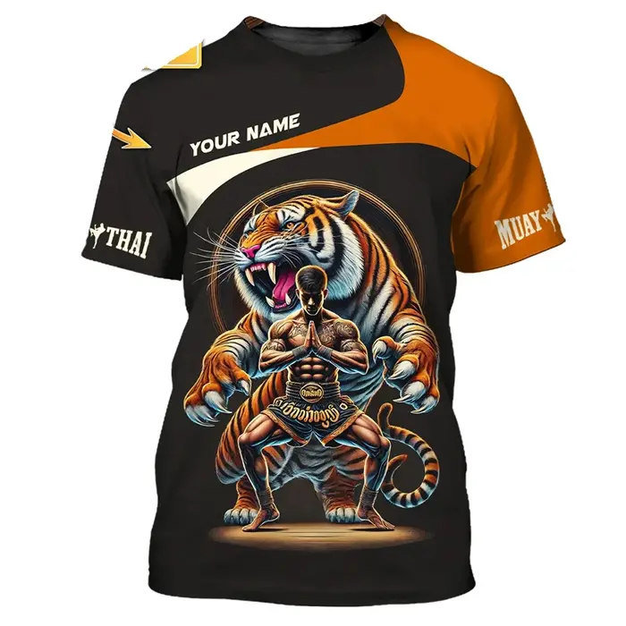 Cool nouveau Muay Thai graphique T-shirt pour hommes impression 3d tigre Dragon