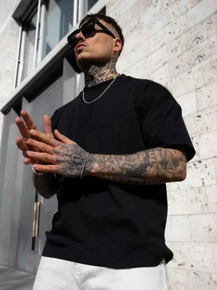 T-shirt graphique tête de tigre pour homme, style streetwear, en coton, imprimé lettres inspiré du l