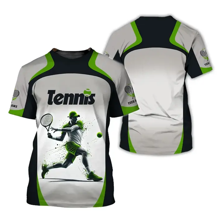 Nom personnalisé Tennis T-shirt hommes 3d imprimé