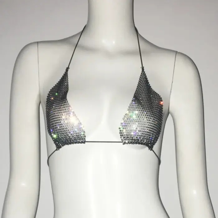 Débardeurs et Camis Noir et Blanc pour Femme, Haut Court, Soutien-Gorge, Sous-Vêtements Sexy, Discot