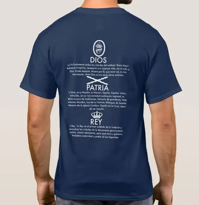 Dieu, patrie et roi. T-shirt croix espagnole de bordeaux. T-shirts décontractés à manches courtes 100% coton