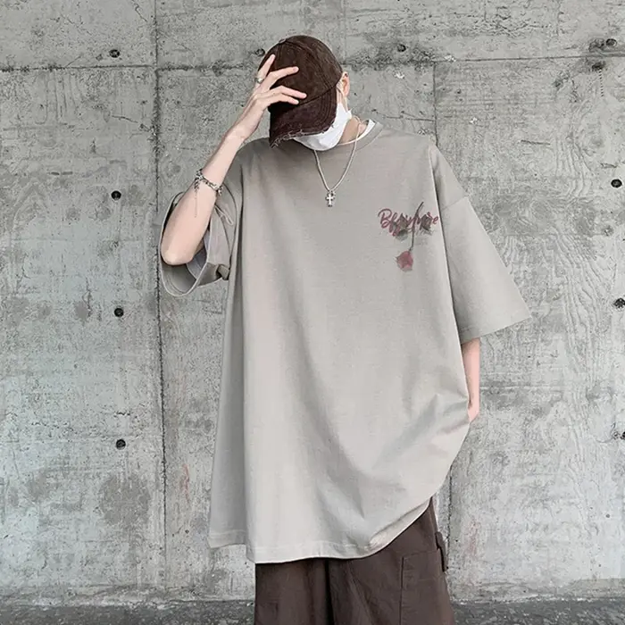 T-Shirt Gothique à Manches Courtes et Col Ras du Cou pour Homme Streetwear en Coton Respirant
