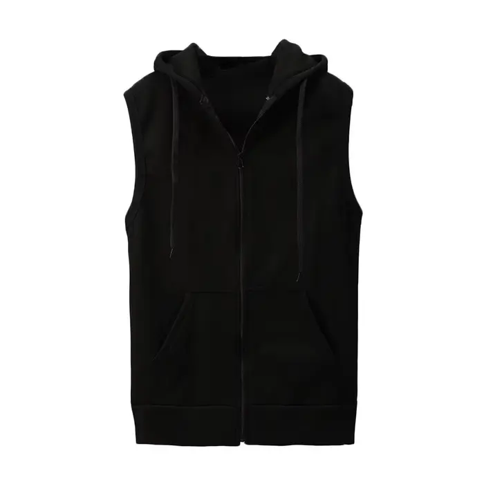 Sans manches solide gilet manteau mode hommes Blouse veste mince hauts à capuche chemise hommes mant