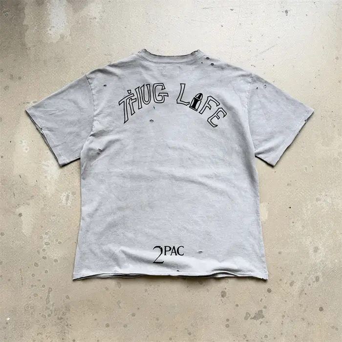 T-Shirt 2Pac THUG LIFE Saint pour hommes et femmes, T-Shirt lavé