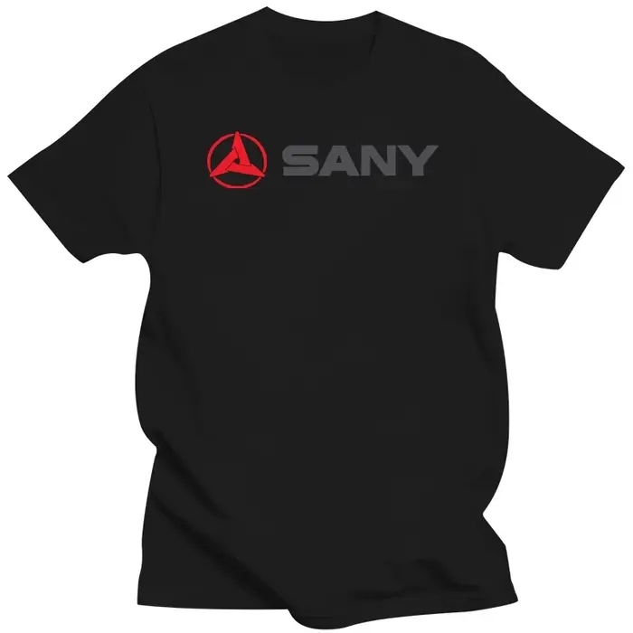 T-shirt manches courtes homme, estival et décontracté, avec logo de Sany, blanc et horizontal, à la 