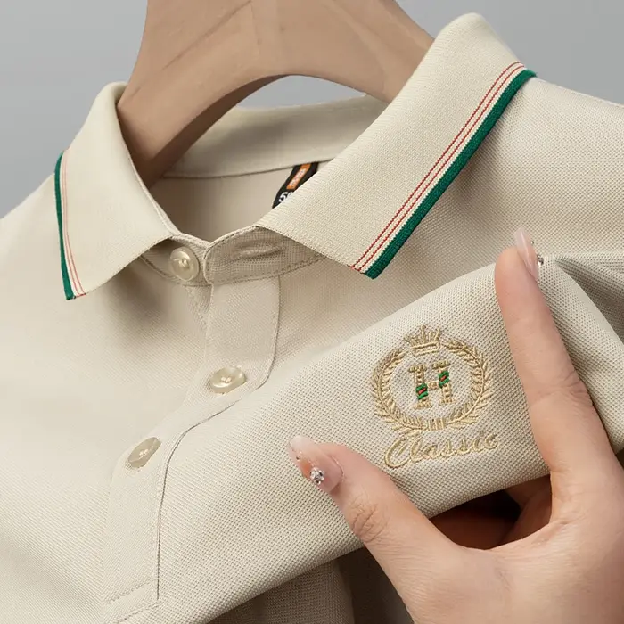Paul's T-shirt d'été à manches courtes pour homme avec col ajusté et polo brodé