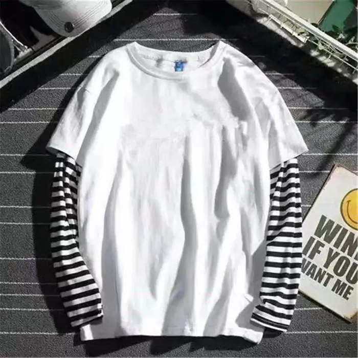 T-shirt patchwork rayé noir pour homme