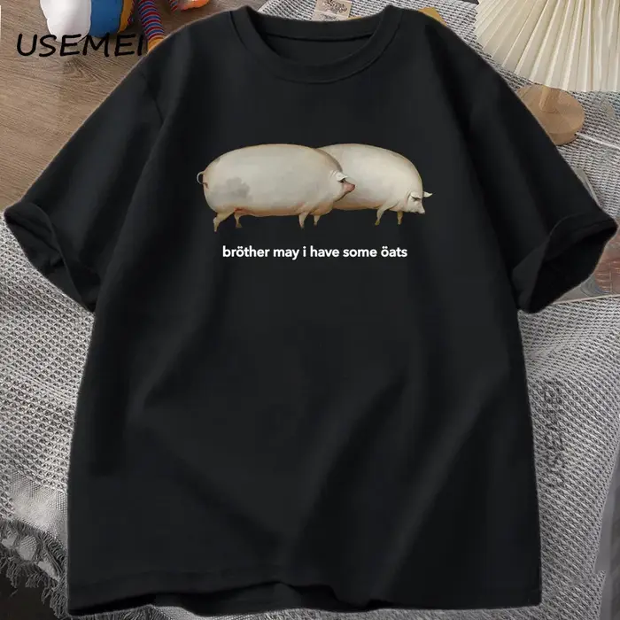 Frère mai j'ai quelque avoine T-shirt hommes femmes drôle cochon graphique t-shirts Harajuku ample décontracté à