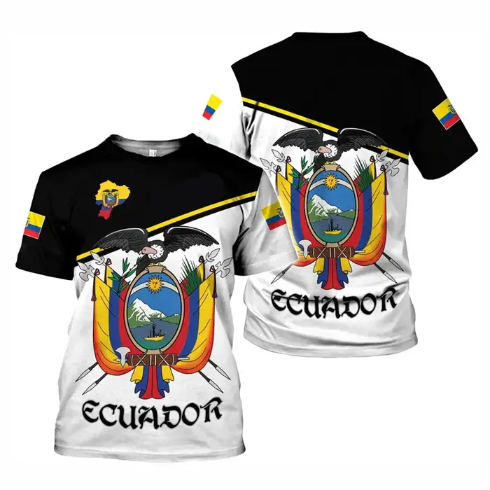 Ecuador drapeau T-shirt pour hommes été décontracté col rond