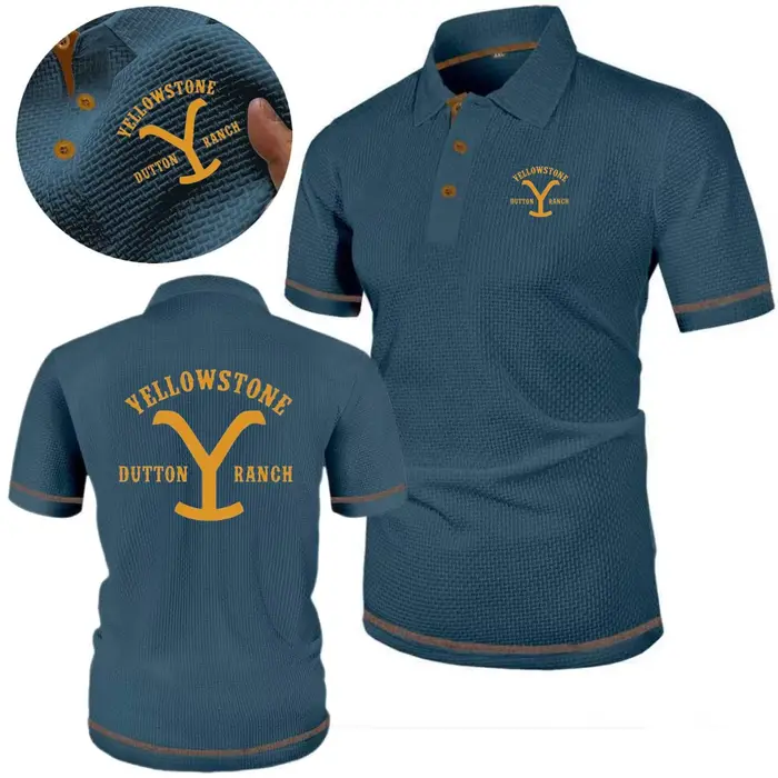 Chemises Polo Yellowstone Dutton Ranch, T-shirts en Soie Glacée Motif Fleur Osseuse, Hauts à Revers Doux et Confortables pour Hommes, Idéaux pour la Course, l'Entraînement et le Quotidien